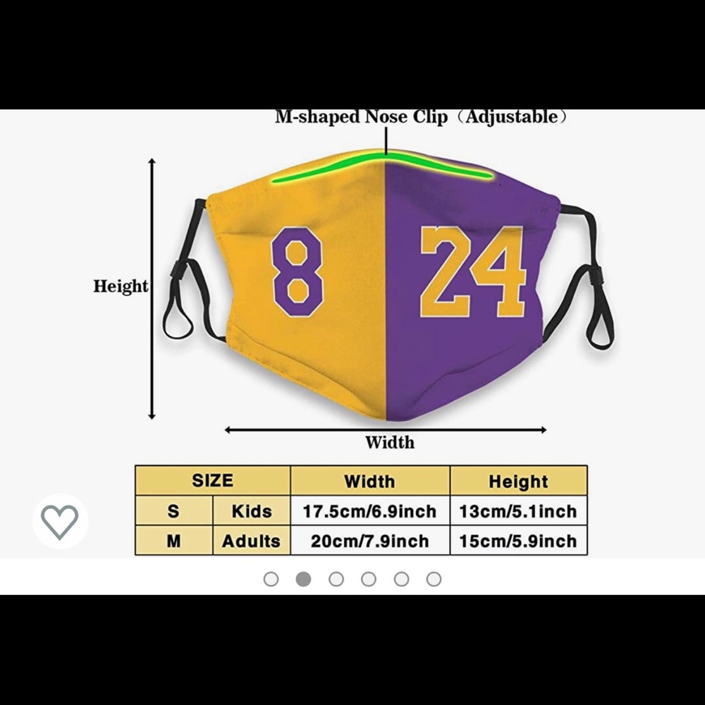 LAKERS MAMBA FOREVER FACE MASK #8 #24 KOBE BRYANT